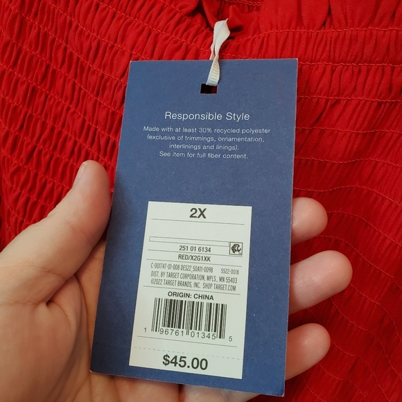 🍁Red Long Sleeve Dress and Blue Paisley Sleeveless Dress Size 2X - Picture 7 of 8